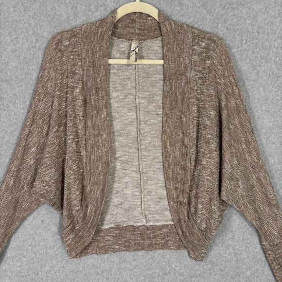 Promesa Cardigan Sweater Womens Medium Metallic Open Marled Grandpa Neutral Thin - Picture 2 of 9